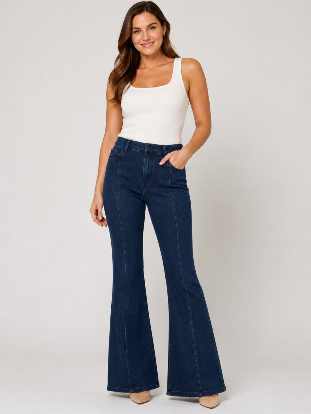 ❤️ PAIGE GENEVIEVE HIGH RISE FLARE JEANS, KARRINGTON WASH, 10 (30)